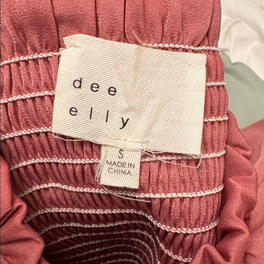 Dee Elly Pink Tiered Ruffle Shirred Waist Mini Skirt Sz Small Preowned - Picture 3 of 5